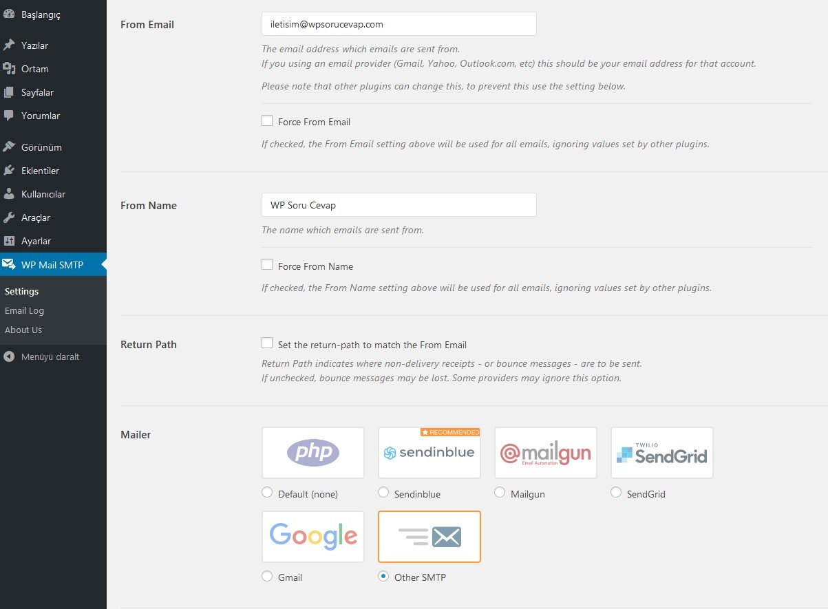 WordPress Mail ve SMTP Ayarları Nasıl Yapılır
